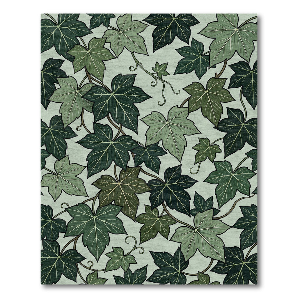 Green Leaf Vines Art Nouveau Rug