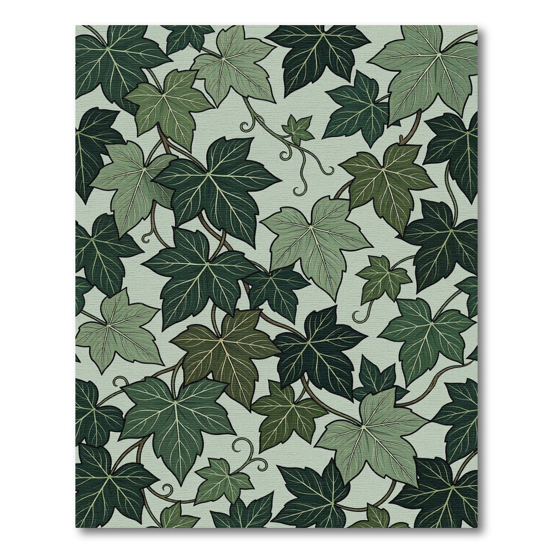 Green Leaf Vines Art Nouveau Rug