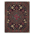 Earthy Burgundy Floral Hexagon Medallion Rug