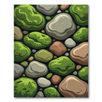 Green Mossy Pebbles Nature Composition Rug