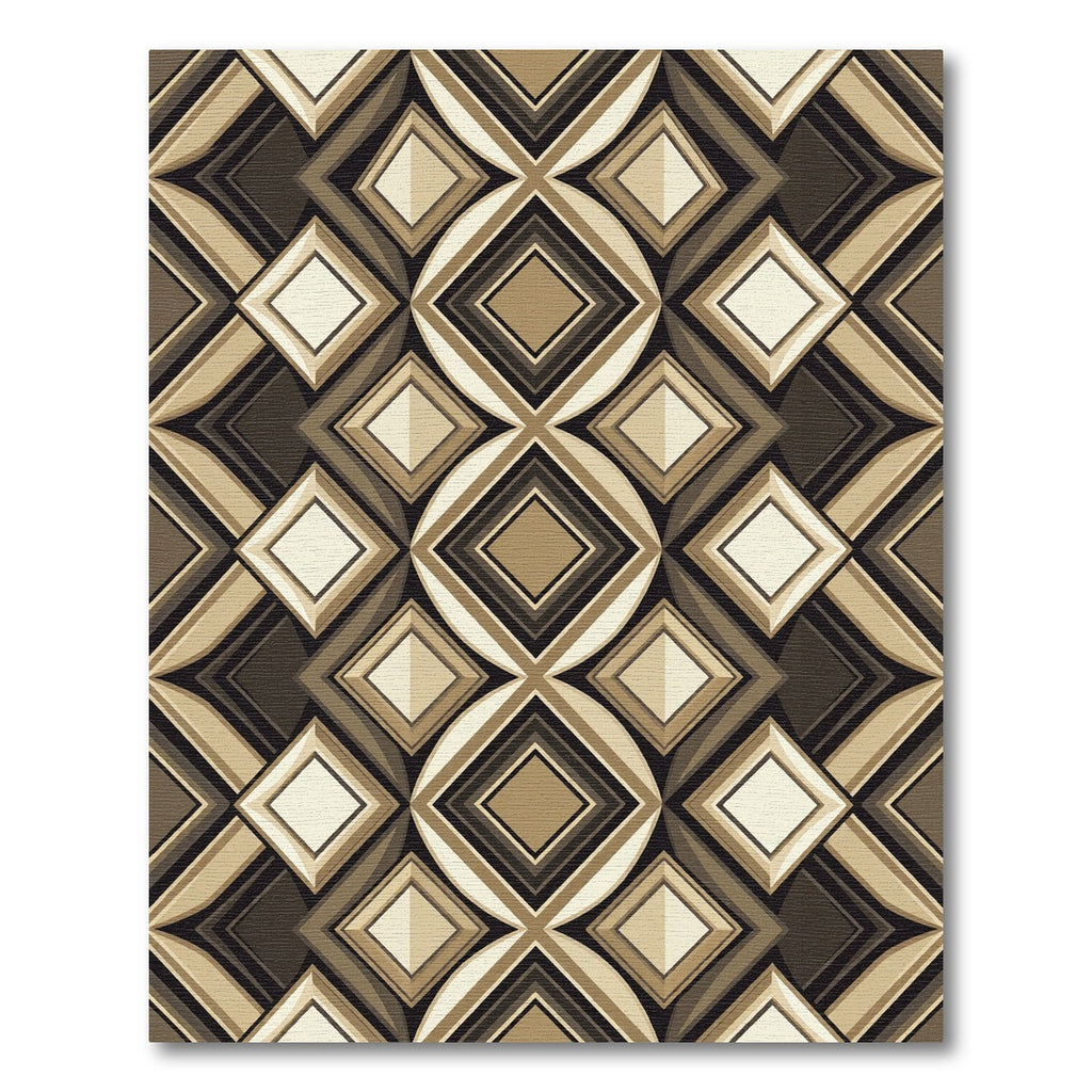 Tonal Geometric Diamond Circles Rug