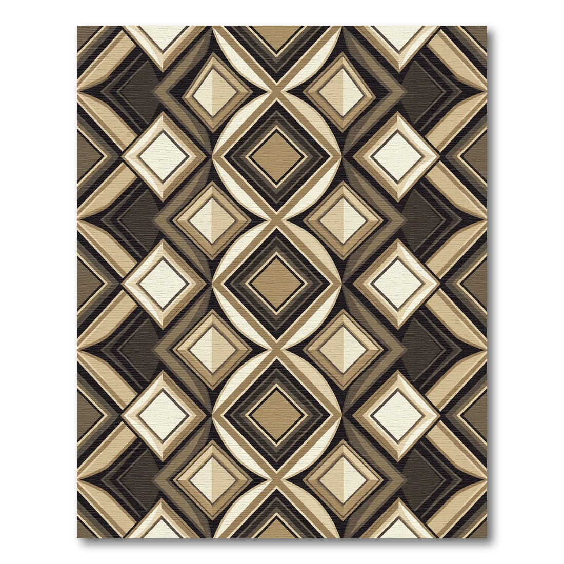 Tonal Geometric Diamond Circles Rug