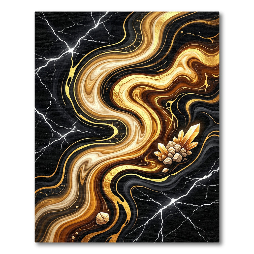 Majestic Black Gold Crystal Swirl Rug