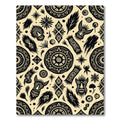 Tribal Masks Stars Feathers Sun Circles Rug