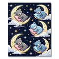 Sleepy Bears and Crescent Moon Sky Rug