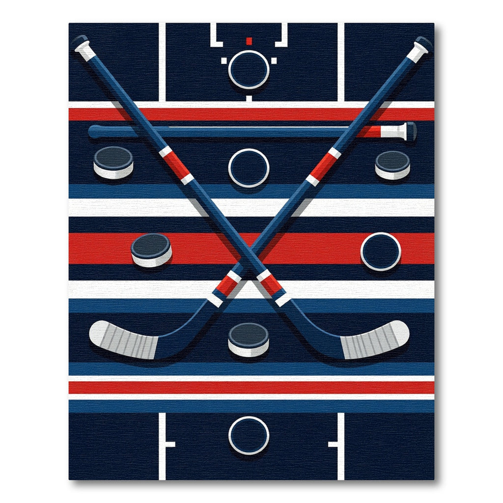 Geometric Blue Red Hockey Stick Rug