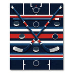Geometric Blue Red Hockey Stick Rug