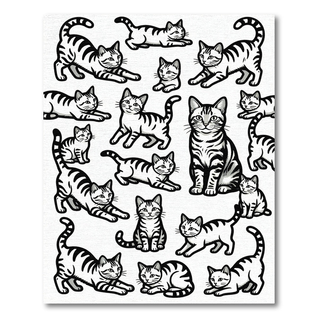 Whimsical Tabby Cat Collection Rug
