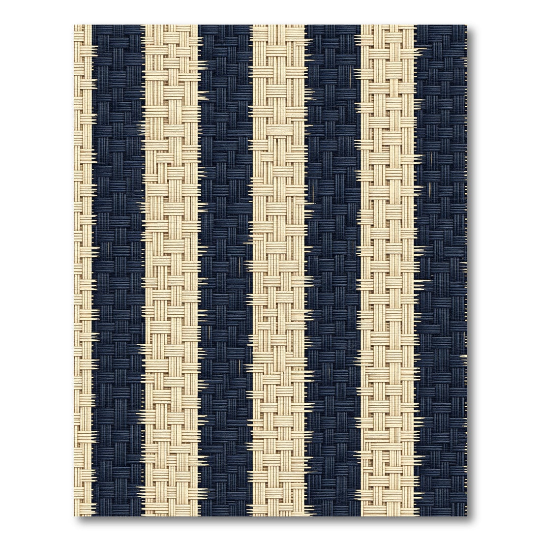 Modern Navy and Cream Vertical Stripe Rug