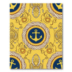 Yellow Navy Anchor Rope Medallion Rug