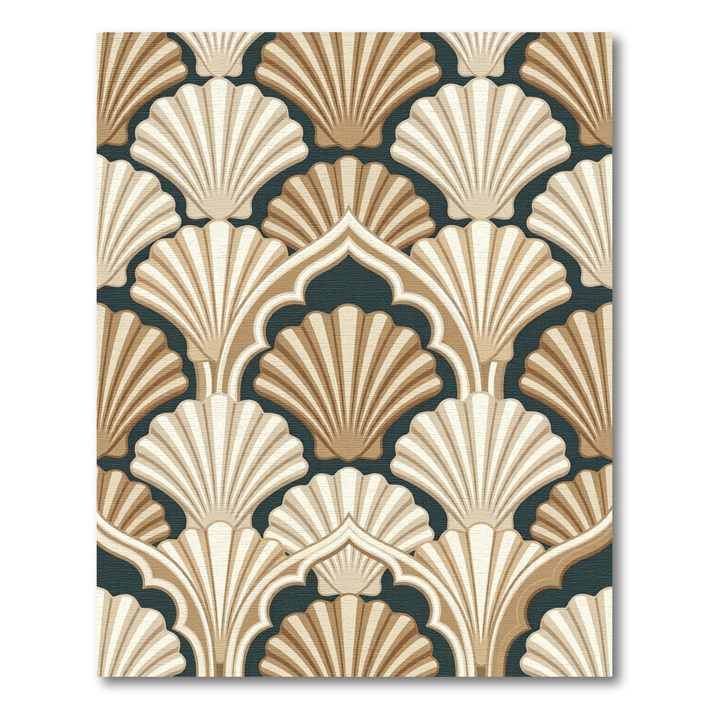 Art Deco Scalloped Shell Cream Slate Rug