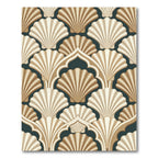Art Deco Scalloped Shell Cream Slate Rug