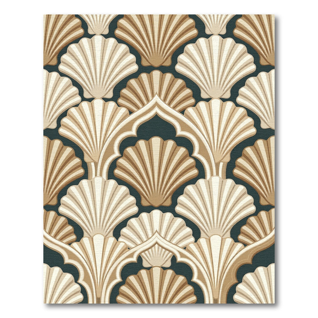 Art Deco Scalloped Shell Cream Slate Rug