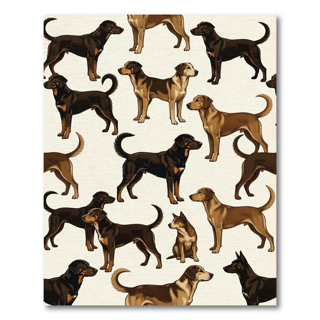Charming Earth Tone Canine Portraits Rug