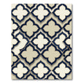Elegant Navy Cream Quatrefoil Geometry Rug