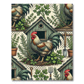 Rustic Rooster and Garden Herb Folk Rug