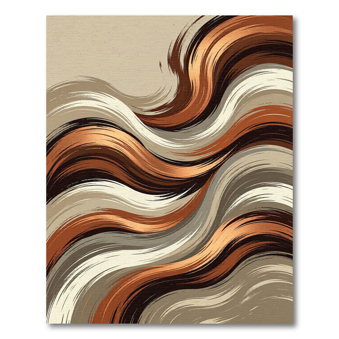 Abstract Earth Tone Wavy Flow Rug
