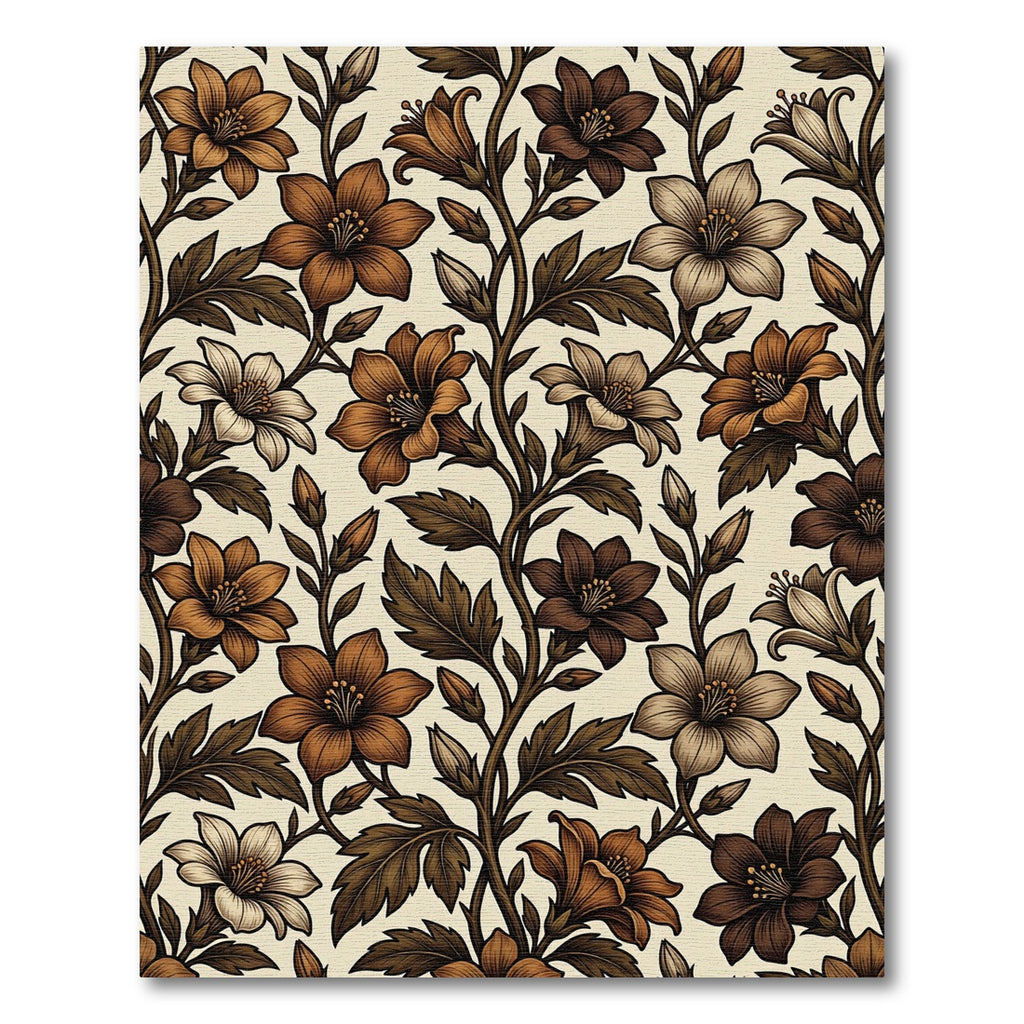 Earthy Brown Floral Vine Tapestry Rug
