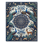 Nature Peacock Deer Floral Landscape Rug