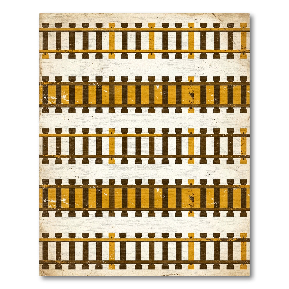 Vintage Amber Railway Track Graphic Rug
