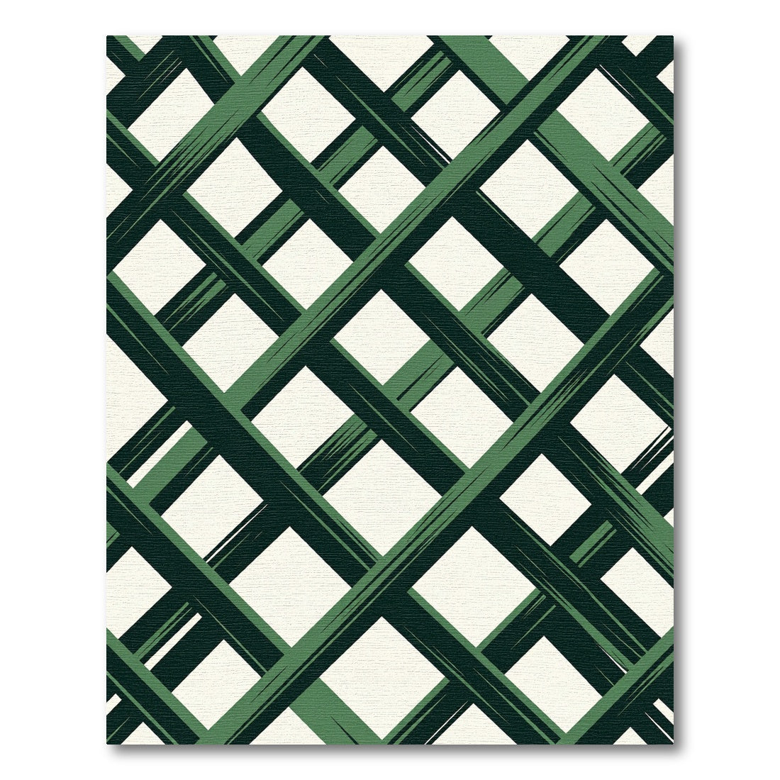 Modern Forest Green Geometric Plaid Rug