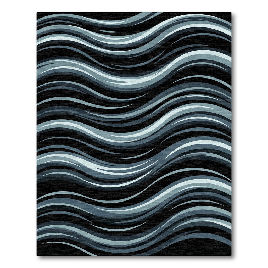 Dark Gray Wavy Stripe Abstract Rug