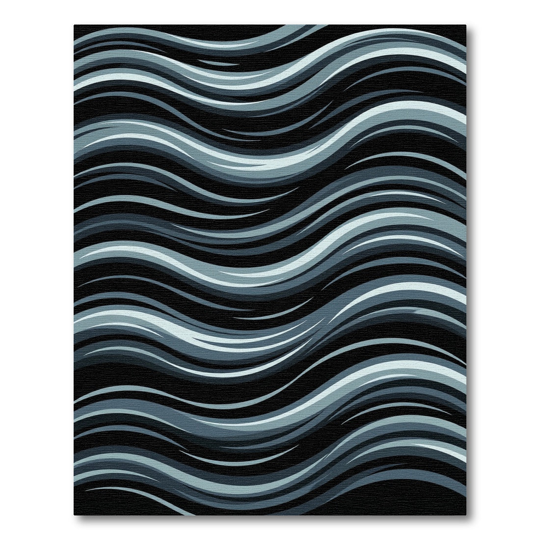 Dark Gray Wavy Stripe Abstract Rug