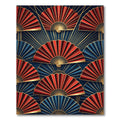 Art Deco Crimson and Midnight Fan Rug