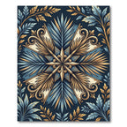Golden Botanical Navy Starburst Floral Rug