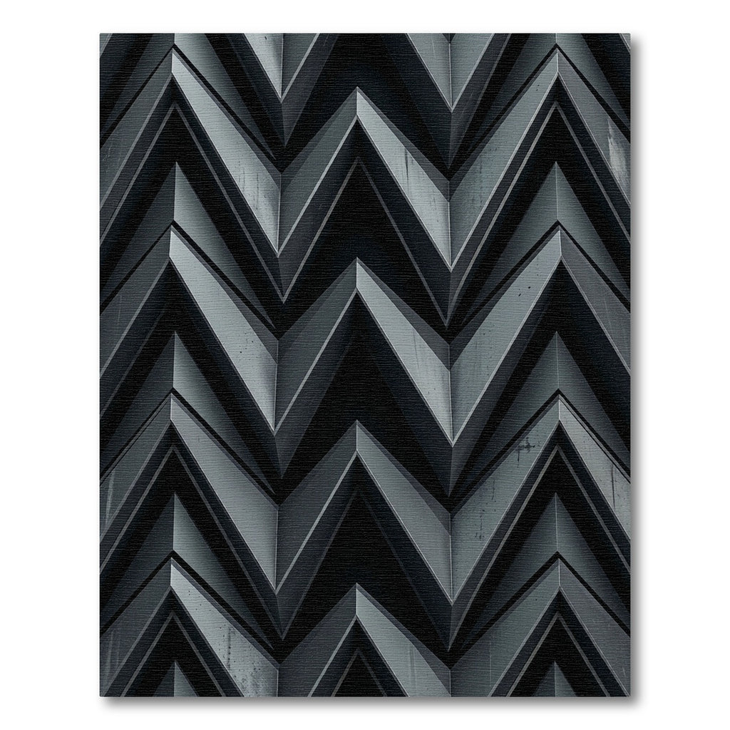 Modern Charcoal Geometric Chevron Zigzag Rug