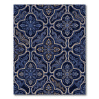 Elegant Midnight Blue Damask Medallion Rug