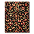 Ornate Crimson Floral Vine Scroll Rug