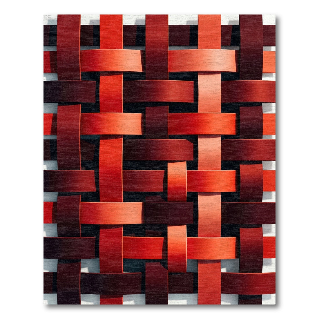 Woven Crimson Abstract Geometric Grid Rug