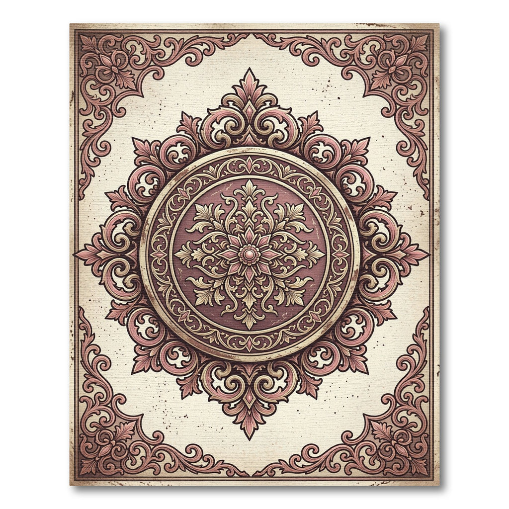Victorian Pinks Filigree Medallion Rug