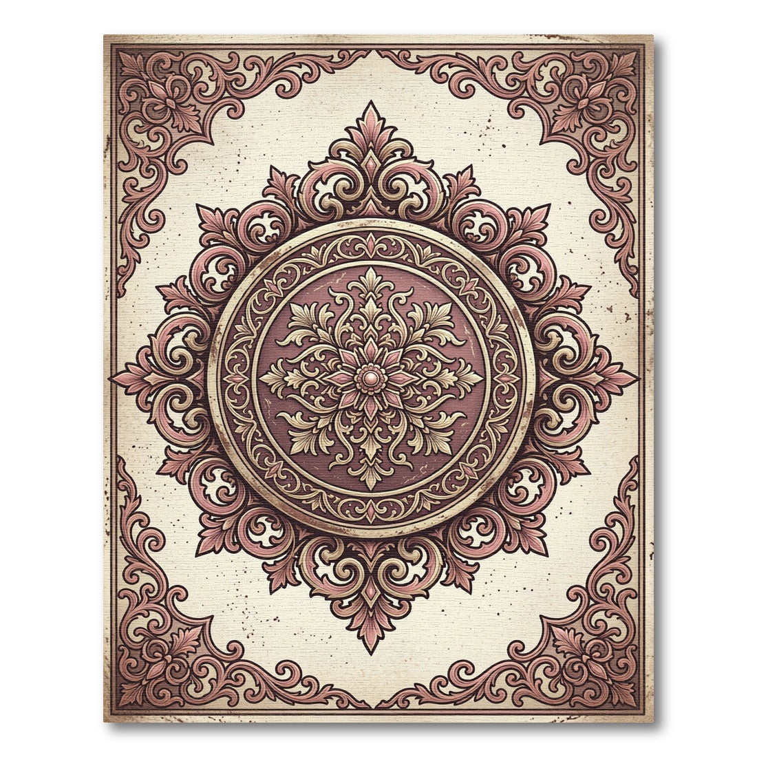 Victorian Pinks Filigree Medallion Rug