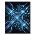 Luminous Blue Cybernetic Geometric Matrix Rug