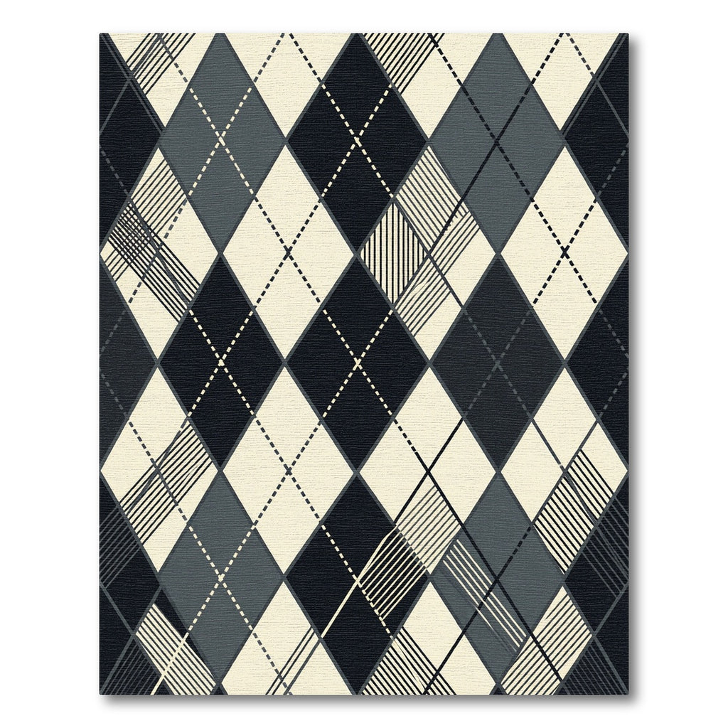 Sophisticated Charcoal and Cream Argyle Geometric Rug