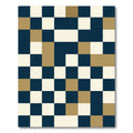 Modern Navy Gold Colorblock Geometric Rug