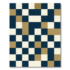 Modern Navy Gold Colorblock Geometric Rug