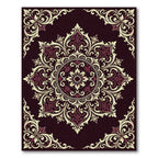 Crimson Ivory Floral Medallion Ornament Rug