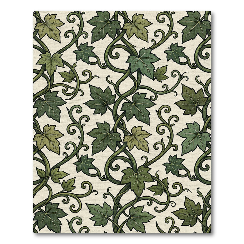 Lush Green Ivy Vine Botanical Tile Rug