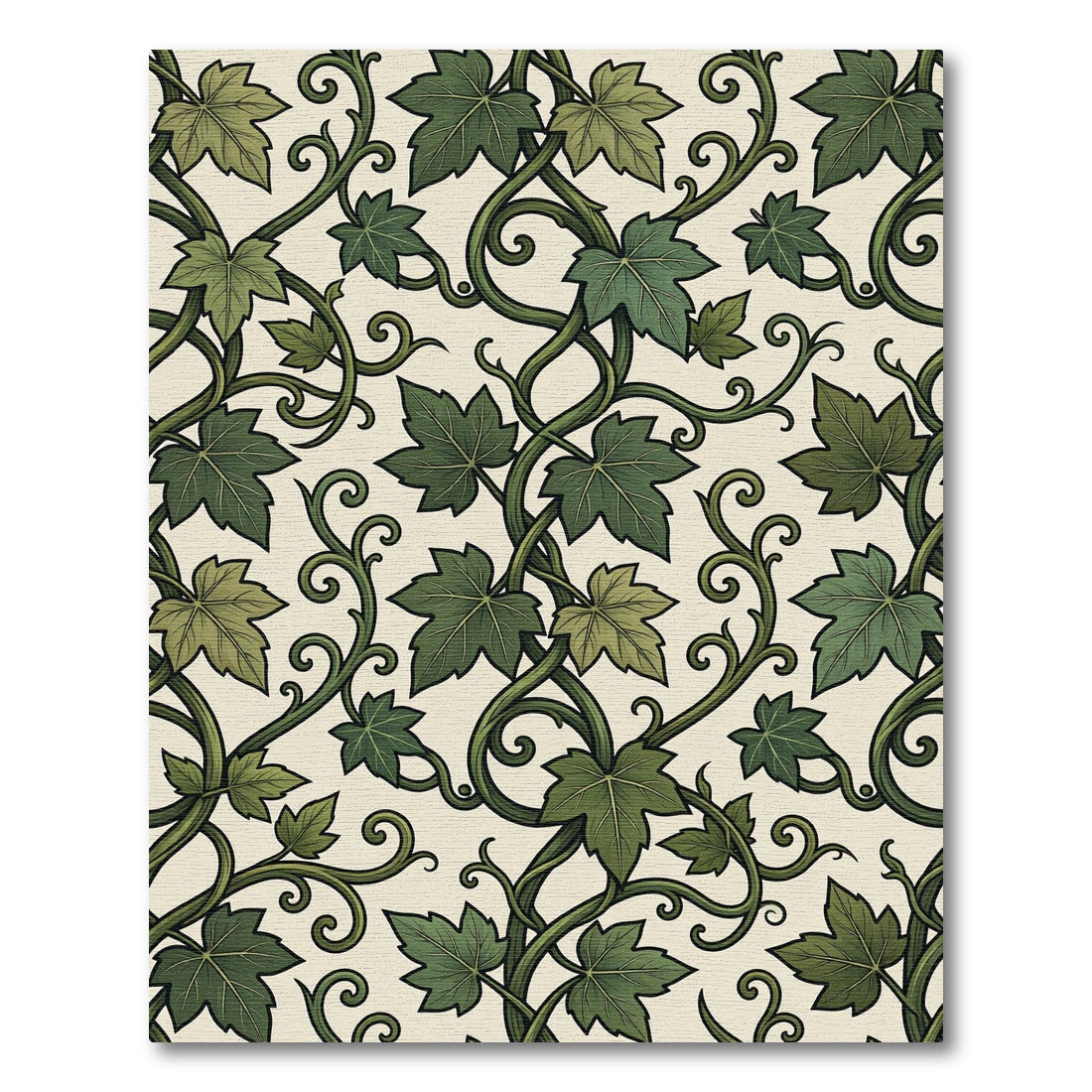 Lush Green Ivy Vine Botanical Tile Rug