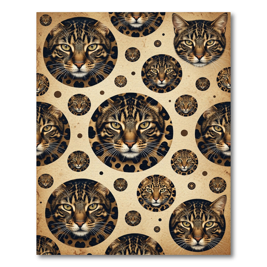 Golden Leopard Spotted Feline Portrait Rug