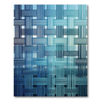 Contemporary Blue Woven Interlaced Geometric Rug