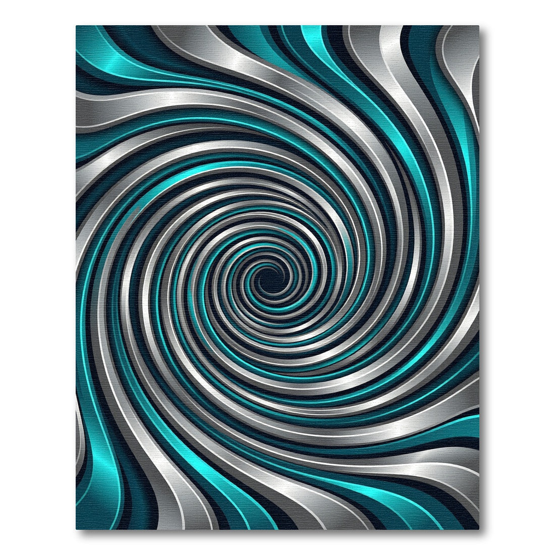 Metallic Teal and Silver Spiraling Vortex Rug