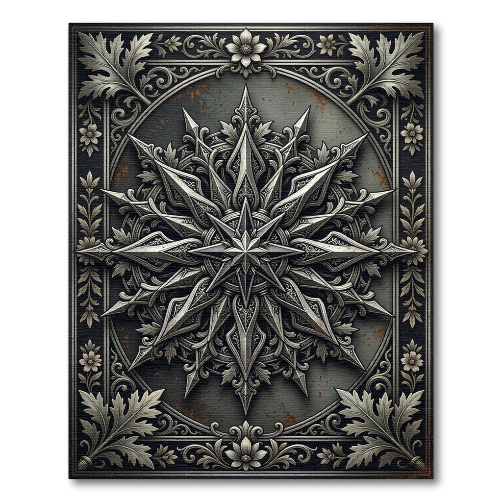 Ornate Silver Star Botanical Medallion Rug