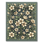Sage Green Cream Floral Trellis Rug