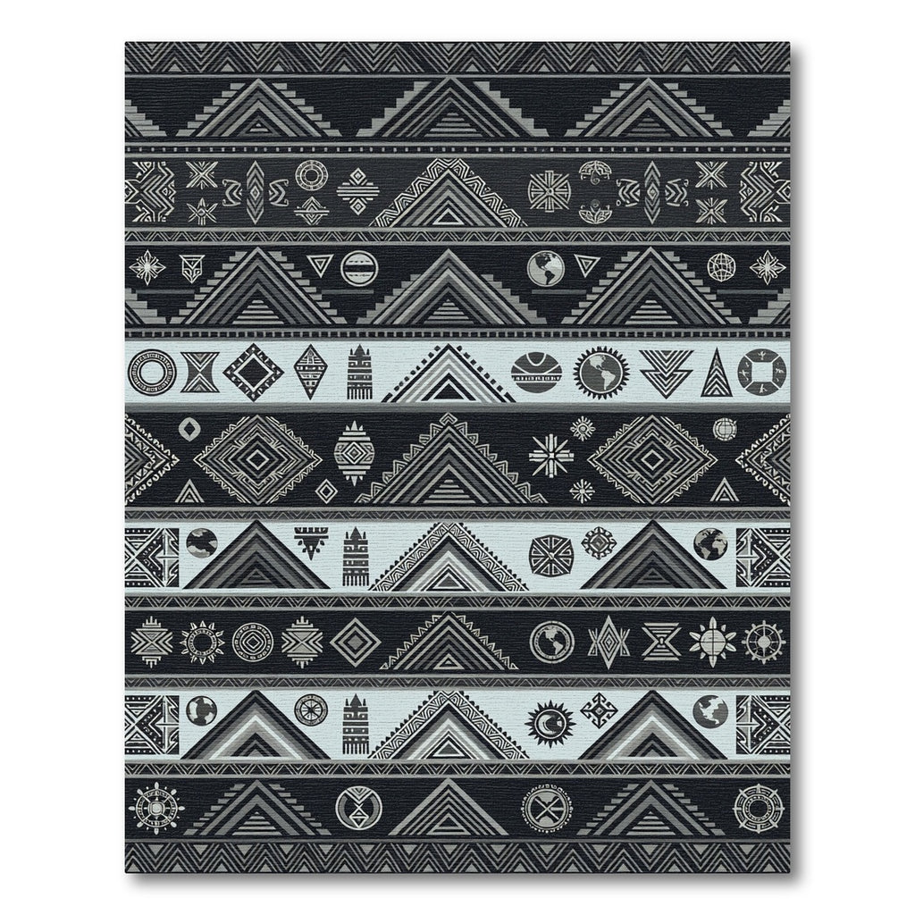 Tribal Geometric Symbols Stripes Rug