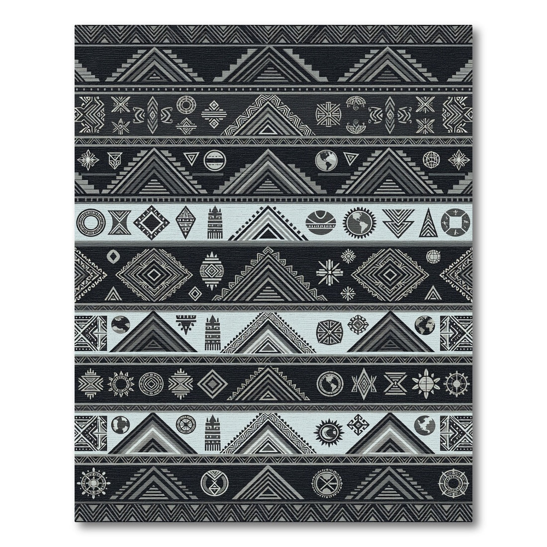 Tribal Geometric Symbols Stripes Rug