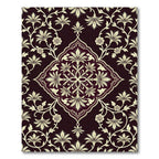 Elegant Dark Burgundy Floral Damask Rug
